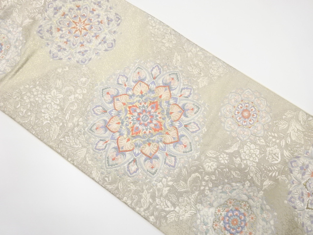 JAPANESE KIMONO / ANTIQUE FUKURO OBI / SILK / WOVEN FLOWER ARABESQUE